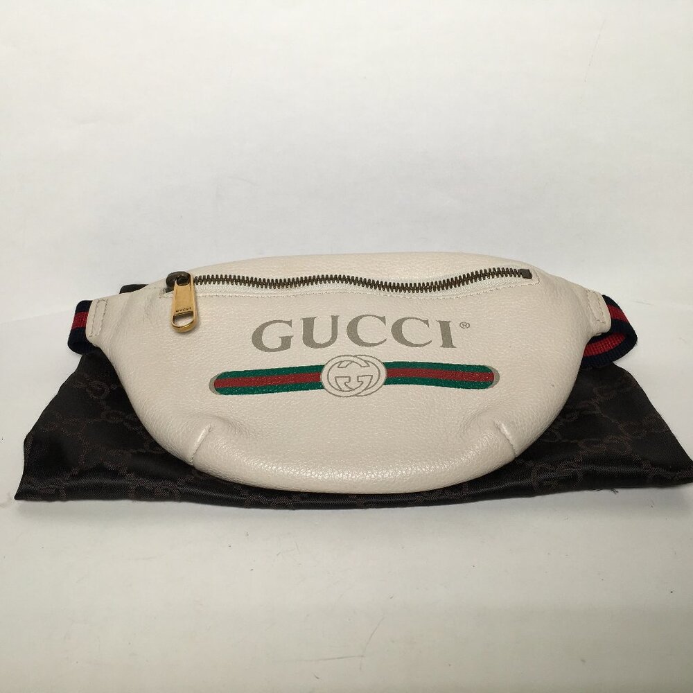 Gucci GG White Leather Crossbody Bum Bag Waist Belt Bag Unisex